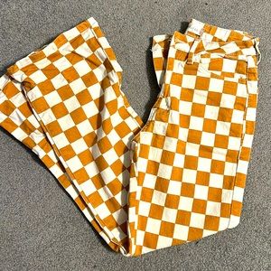 Checkered denim pants